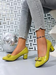 Geeyea Ladies' Elegant Bow High Heels - màu xanh lá - Xem 2