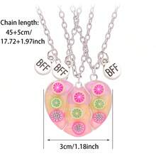 3 件套水果最佳朋友吊坠项链适合校园爱好者锁骨链 BFF 最佳朋友机器吊坠项链流行几何可调节双链情侣项链珠宝礼物 - 均碼 - 查看 3