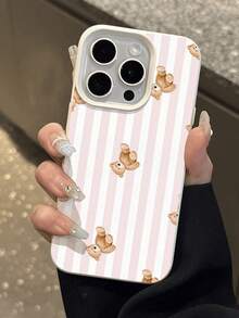 1pc Fashionable Summer Limited Edition Pink Vertical Stripe 2-Piece Swimsuit Pattern Lychee Texture TPU Waterproof Anti-Fall Anti-Slip Soft Phone Case Compatible With Apple/ Phones - Multicolor - View 4