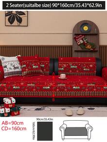 1 件四季沙发垫套，现代简约圣诞装饰沙发座椅保护套，防尘可洗沙发套，红色清新时尚柔软防褪色宠物友好型套，可调节，适用于转角沙发、卧室、办公室、客厅家具