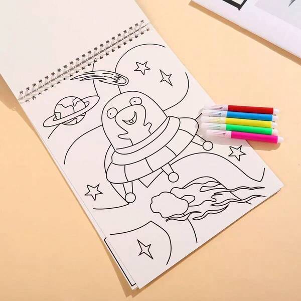 Ein Aquarellalbum für Kinder mit einem Malstift, exquisites Aussehen und auch die Funktion zum Malen in der frühen Kindheit. Diese Kinderpuzzlespielzeuge sind sehr geeignet, um die Konzentration und Kreativität der Kinder zu fördern. (Zufällige Farbe und Stil)