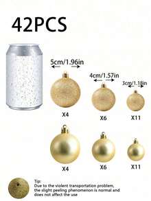 42件套金色圣诞球挂饰，经典圣诞装饰套装，圣诞装饰，圣诞树挂饰，2026年圣诞装饰品，防碎悬挂装饰，适用于圣诞节、生日、情人节、复活节、节日、婚礼派对、家居、办公室墙面装饰 - 完美的圣诞树装饰，营造节日氛围（圣诞球形状随机）冬季房间装饰 圣诞装饰 家居圣诞礼物 圣诞装饰 - 金色 - 查看 11
