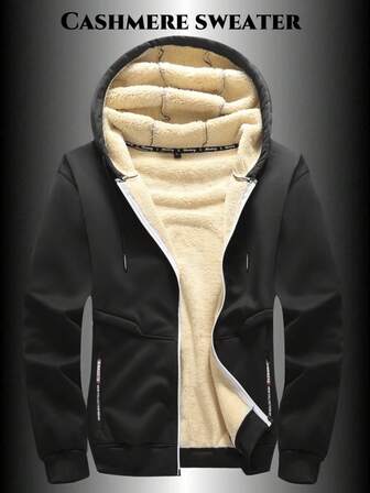 1 pieza Sudadera con capucha forrada térmicamente para hombre, chaqueta con forro de sherpa forrada térmicamente, para otoño/invierno