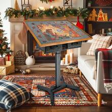 UNHO Jigsaw Puzzle Table Freestanding Table With Drawers With Adjustable Jigsaw Puzzle Board, Rotating Wheels - Brown - View 1