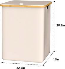 Cesta de lavandería plegable de 160 L con gran capacidad, equipada con 3 bolsas de lavandería extraíbles, ideal para almacenamiento y organización, cesta para ropa sucia, apta para lavadero, dormitorio y baño. - blanco - Ver 9