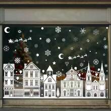 6 Pieces Of Christmas - Themed Window Stickers - White Reindeer, Snowflakes & More To Create A Joyful Atmosphere For Home, Holiday & Party Home Decor Christmas Decorations Room Decor Christmas Decorations Home