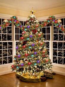 5M Guirnalda de oropel con 50 luces LED para árbol de Navidad, adornos colgantes para árbol de Navidad, Año Nuevo, decoración del hogar y exterior (alimentado por batería)