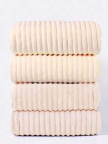 1pc Or 4pcs Set, Simple 3D Striped Coral Fleece Soft Absorbent Non-Shedding Towel, Supermarket Gift, Household Adult Couples Face/Hand Towel, 30*70cm Multi-Purpose Towel Or 52*100cm Large Towel Shower Towels For Beaty Salon, Hotel Sports,Home Essentials, Towel, Skin Care