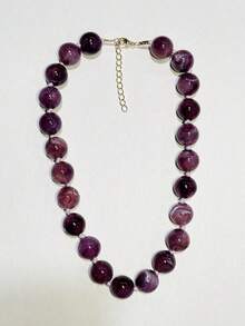 1 Piece Fashion Temperament Bohemian Round Resin Cloud Bead Rope Handmade Women's Beaded Necklace Party Banquet Holiday Gift - Màu tím 11-3329 - Xem 1