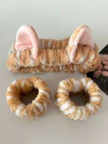 3pcs Cute Plush Cat Ear Headband, Wristband & Sleeve Protector Set For Women, Autumn/Winter,Fall,Hair,Hair Accessories,Accessories,Hair Accessories For Women,Travel,Hair Accessories,Accessories Women,Hair Accessory,Hair Accessories Women,Hair Tools,Hair Stuff,Stuff,Beauty Accessories,Gifts,Travel,Gifts For Women,Hair Stuff,Stocking Stuffers