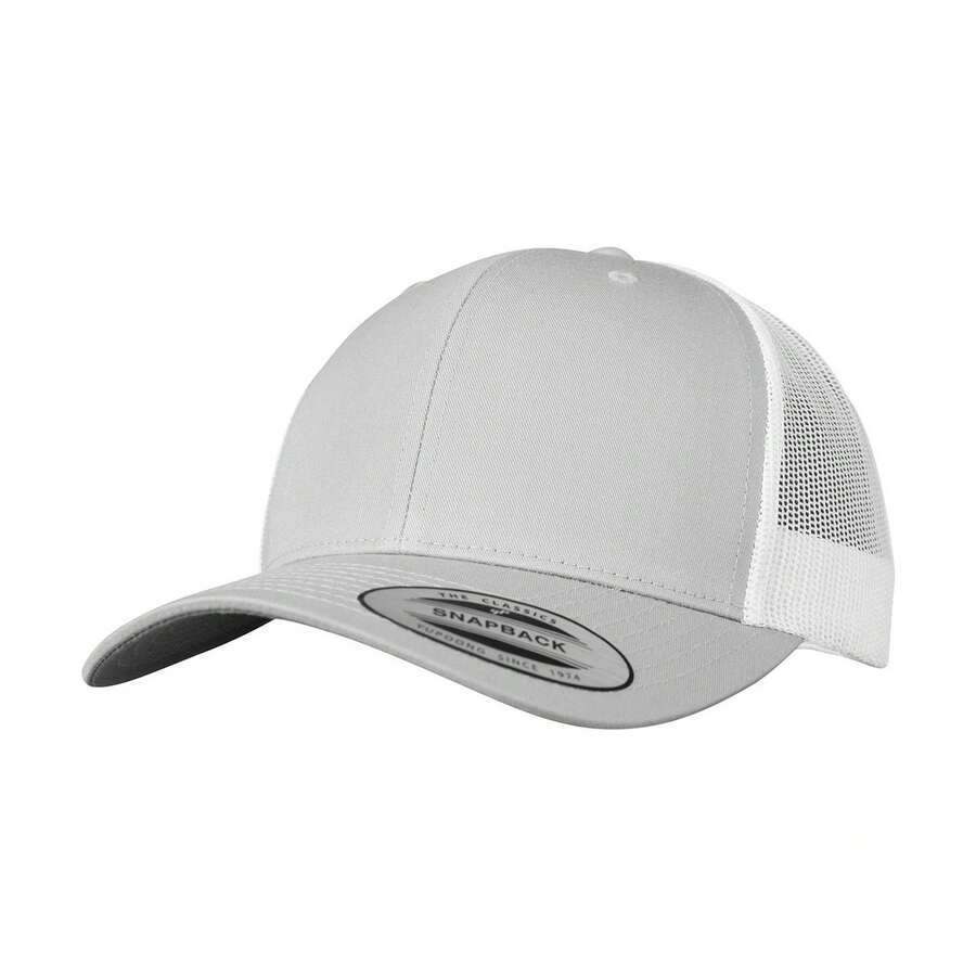 Retro Two Tone Trucker Cap (Silver/White) - Silver - View 1