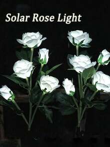 太阳能花园灯适用于户外庭院装饰，太阳能红玫瑰花灯 LED 防水灯适用于小路露台走道草坪，墓地装饰用于墓地照明圣诞装饰灯花园圣诞装饰 - 彩色 - 查看 7