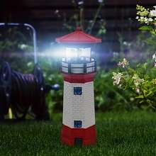 Solar Outdoor Rotating Beacon LED Sensor Garden Courtyard Waterproof Decorative Iron Art Landscape Lawn Light