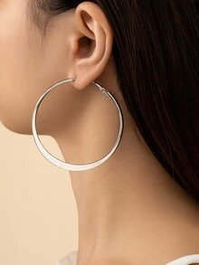 1 Pair Fashionable Exaggerated Punk Shiny Summer Hoop Earrings For Women, Versatile For Daily, Party And Matching - Silver - View 9