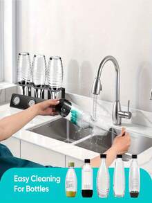 13.78 英寸人体工学手柄刷，白色刷毛搭配蓝绿色海绵 - 适用于玻璃瓶、塑料瓶、保温瓶、酒瓶、破壁器，强力清洁水瓶，不伤瓶身，厨房配件，瓶刷，瓶子清洁刷，吸管清洁器，清洁用品，清洁刷，清洁工具