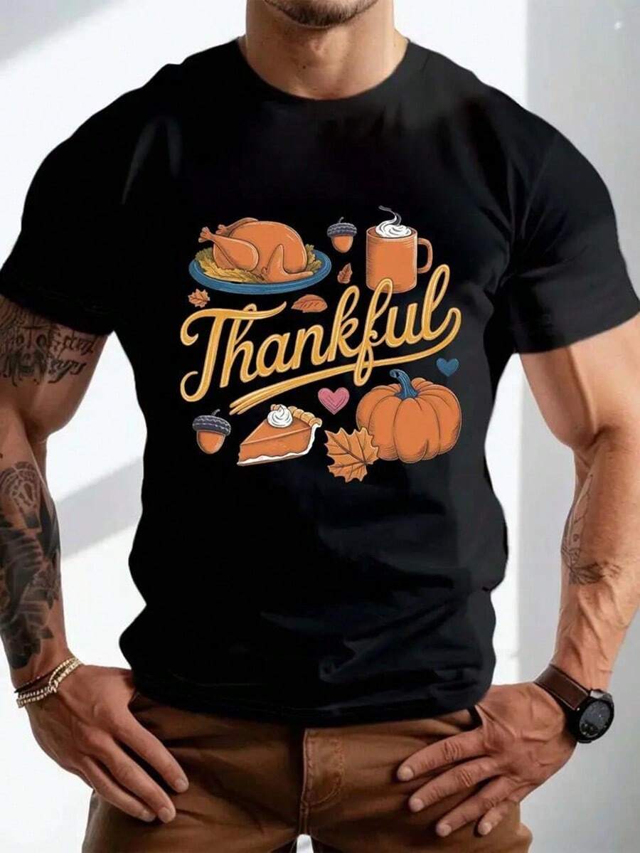 [Free Shipping]Plus Size Men's Casual Short Sleeve Tee, Turkey Graphic Print, Regular Fit, Stretch Knit Polyester T-Shirt For Summer Fashion And Daily Life,Nightmare Before Christmas,Christmas,Halloween Costumes,Funny T Shirts,Summer Outfits,Thanksgiving Day,Men Graphic Tees,Streetwear Men,Freedom Shirt,Halloween Costumes For Men,Christmas,Funny Shirt,Graphic Tee,Vintage,Street Fashion, Sporty Casual, All Season, Y2K Clothing, Christmas, Gift For Boyfriend,Printed & Shipped In USA - Black - View 1