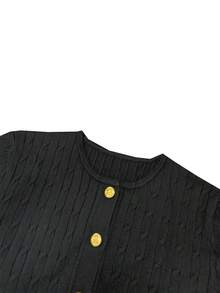 2025 Women's Autumn Dress New Solid Color Rib Front Button Knit, The First Choice For New Year's Dress, Women's Go Out Top, Elegant And Fashionable Versatile Fried Dough Twists Knitting Top, Academic Casual Soft Knitting Sweater