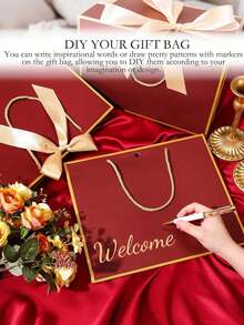 10 Stücke Weihnachtsgeschenktüten, Kraftpapier Geschenktüten mit Schleifen-Bändern, Weihnachtsgeschenk-Verpackung Einkaufstüten, Neujahr Dankeschön Geschenktüten mit Griffen, horizontale Papiertüten für Hochzeit Brautjungfern Dankeschön, Frauen Männer, mit Griffen für Geburtstag Hochzeit Brautjungfern Party Gastgeschenke, Einzelhandelstüten Aufbewahrungstüten (Burgunderrot)