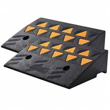 Rubber Curb Ramps, 2 Pack, 5 Inch Lift Height, Heavy Duty, 33069 Lbs/15 T Capacity, Threshold Ramps, Driveway Ramps With Stable Grid Structure For Cars, Wheelchairs, Bicycles, Motorcycles - 5 Inches - View 10
