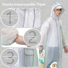 Impermeable para Lluvia,Impermeable para Lluvia Ciclismo de Reutilizable,Kit de Poncho para Lluvia de niño con Botas para Lluvia,para Exteriores,Ciclismo,Excursionismo y Uso Diario - blanco - Ver 3