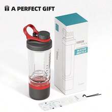 21oz Protein Shaker Bottle With Powder Storage Container-Shaker Cups Protein Shakes-Pre Workout Bottle-Mixer Cup-Gym Sport Bottle -Made With Tritan With Wire Whisk Balls - 紅色 - 查看 8