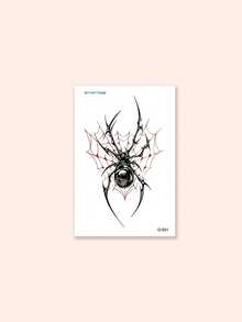 STARTTOOS 1pc Liquid Metal Cyberpunk Y2K Silver Spider Pattern Temporary Tattoo Sticker For Arm, Ankle And Body Skin - Multicolor - View 3