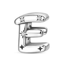 Easvnya S925 Silver-Plated A-Z 26-Letter Silver Star Beaded Daily Versatile Pendant, Commuting Small Pendant Suitable For Original Bracelets And Necklaces, Simple And Fashionable Pendant DIY Jewelry Making, Buy Your Favorite Letters To Form Your Own Birthday Or Name, Women's Birthday, Holiday Party Gifts
