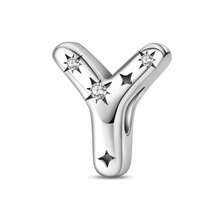 Easvnya S925 Silver-Plated A-Z 26-Letter Silver Star Beaded Daily Versatile Pendant, Commuting Small Pendant Suitable For Original Bracelets And Necklaces, Simple And Fashionable Pendant DIY Jewelry Making, Buy Your Favorite Letters To Form Your Own Birthday Or Name, Women's Birthday, Holiday Party Gifts