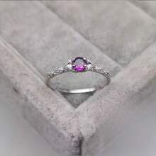 Hypoallergenic, Retro & Exquisite Silvery Carved Purple Gem Ring, For Daily Wear, Valentine's Day Gift For Girlfriend, Claim My Daily Gift, Local Warehouse, - bạc - Xem 7