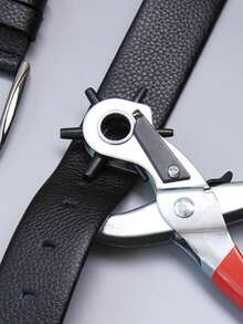 1 件皮革打孔钳，旋转缝纫机皮带孔眼打孔工具，手工表带工具 - 紅色 - 查看 1