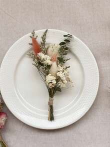 1/2/3/4/6/8/10/12 piezas Ramo de flores secas naturales mini, decoración del hogar, decoración de tartas, regalo para buzón, decoración de ramo de novia, decoración de boda, ramo de flores secas pequeño, decoración de tartas - blanco verde rosa - Ver 4