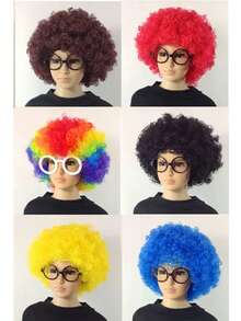 Halloween Men's Party Costume Explosive Hairstyle Curly Wig, Short Bright-Color Full Wig For Role Play - Multicolor - View 4