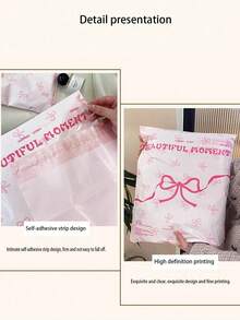 10 piezas Nuevas bolsas de regalo con lazo rosa en forma de corazón para niña, adecuadas para temporada de graduación, boda, fiesta de cumpleaños. Bolsas de plástico gruesas para almacenamiento, cajas, ropa, escuela, oficina, supermercado, transporte, envío y regreso a clases.
