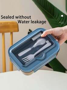 1 set de boîte à lunch carrée de couleur unie avec couvercle transparent, comprenant des ustensiles en plastique réutilisables (fourchette et cuillère), micro-ondable, convient pour les travailleurs de bureau, les étudiants, les bureaux, les écoles, les fêtes, l'extérieur, le camping, les pique-niques, les voyages et les repas légers. - Multicolore - Voir 4