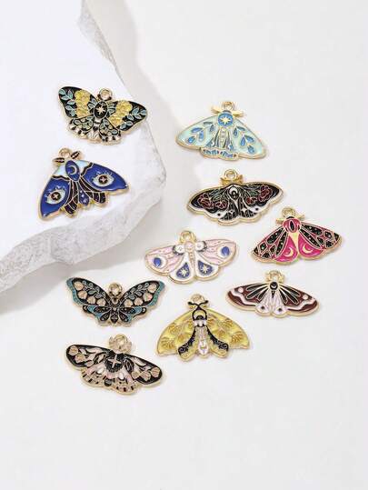 10 قطعة من الإكسسوارات الزخرفية الملونة على شكل فراشات عتيقة بتصميم قطرة الزيت للمجوهرات DIY، سلاسل مفاتيح، أساور، قلائد، أقراط، تعليقات الحقائب، وديكور الملابس