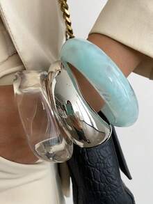 1 件/3 件/套波西米亚几何圆顶光滑树脂袖口手链，奢华度假派对和休闲日常穿着，女士和情侣节日生日多功能手链礼物（手链材质和颜色以实际产品为准） - 手鐲 - 查看 11