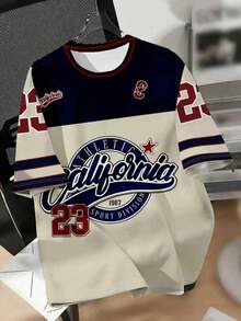 Plus Size Men's Short Sleeve T-Shirt, Sports Jersey #23, Casual Summer Wear