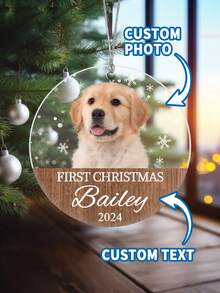 1件定制宠物照片亚克力圣诞树挂饰，可定制狗狗名字个性化纪念挂饰，个性化动物照片纪念品，手工亚克力树挂饰，适合节日家居和派对装饰，是宠物爱好者和新主人的理想礼物，也是周年纪念日、圣诞节、生日、情人节装饰和节日的完美礼物。 - 彩色 - 查看 3