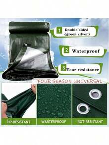 1 pieza Lona multiusos impermeable, con ojales reforzados, adecuada para cubiertas de camiones, uso al aire libre, camping y accesorios para tiendas de campaña, protección impermeable, sombra contra la lluvia, resistente al desgarro, bordes reforzados, ojales a prueba de óxido, ideal para protección solar al aire libre y uso agrícola, hecha de material de PE, totalmente impermeable, tela impermeable duradera para camping, disponible en varios colores y tamaños