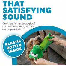 Outward Hound Bottle Bros Elephant Dog Toy, 7.9 Inch Plush Squeaky & Crackle Toy For Dogs, Interactive Fetch & Engaging Solo Play, Small, Purple - 12吋綠色鱷魚皮 - 查看 2