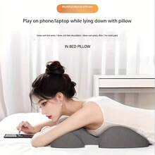 Breastfeeding Mother's Reclining Pillow With Breast Pad, Beauty Bed Special Memory Foam Pillow, Beauty Salon Reclining Pillow, Massage Reclining Pillow, Soft Polyester Fabric, Polyurethane Filling, Zipper Design, Suitable For Adults, All-Season Multi-Functional Use, Christmas Gift - Màu Xám nhạt - Xem 6