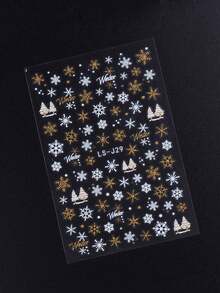 2pcs Reflective Christmas Nail Sticker Gold Simple Snowflake Christmas Tree For Xmas Winter New Year Nails Art Decoration Golden White Snowflake DIY Self Adhesive Decals Manicure Nail Design