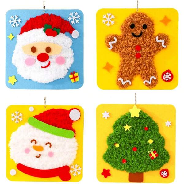 1/2 Set Kit de costura para niños DIY Juego de bordado y costura Proyectos de costura de animales lindos Manualidades fáciles, perfectos para principiantes, niños y niñas de 4 a 12 años Regalos de fiesta de Navidad