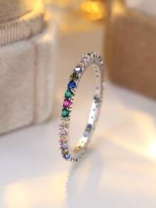 Vanel 1 Stück modischer Verlobungsring mit kubischem Zirkonia, Damen Versprechen Ring, Bandschmuck