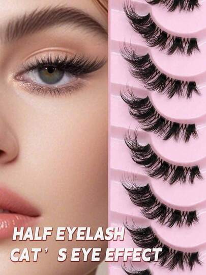 MAANGE 9/5 对半睫毛透明带状睫毛猫眼假睫毛短款柔软3d仿貂毛睫毛柔软自然妆容