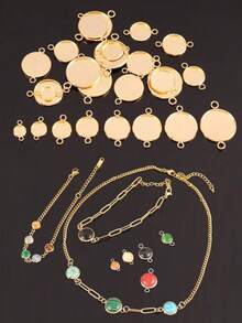 10pcs Stainless Steel Gem Tray Pendant, Double Hole Round Gem Base, Stainless Steel Convex Inlaid Base, Suitable For Jewelry Making, Necklace, Earrings, Bracelet, Anklet, Ideal For Holiday Gifts, Christmas, New Year