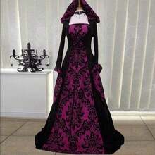 Plus Size - Plus Size - Plus Size - Elegant Women'S Vintage Medieval Dress - Long Sleeve Hooded Gown With Floral Print, Fitted Waist & Bell Sleeves, Square Neckline, Ruched Bust Detail, All-Season Party & Banquet Attire, Plus Size, Halloween Costume, Formal Event Attire, Sophisticated Craftsmanship, Beautiful Floral Print For Halloween, Stage, Banquet, And Party Halloween Costumes Costume Disfraz De Mujer Costumes For Woman Halloween Costume Costume Women Disfraz De Mujer Halloween Mujer Disfraz Disfraz Disfraz Halloween Mujer - trắng - Xem 3