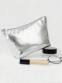 Full Pu Leather T-Shaped Zipper Large Capacity Elegant Makeup Bag, Waterproof & Portable, Suitable For Storing Small Items And Touch-Up Products On-The-Go Y2K Futurist Makeup Storage Minimalist Makeup Bags Makeup Organizer Make Up Organizer For Christmas Day Gift