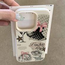 1 件 TPU 材质复古闪光唇印星星拼布图案手机壳适用于 Apple 17/17 Pro/17 Air/17 Pro Max、G、Redmi 手机 - 白色 - 查看 3