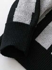 男童及青少年黑色圆领套头毛衣，简约休闲加厚保暖柔软针织衫，适合春、秋、冬季穿着。 - 黑色 - 查看 11